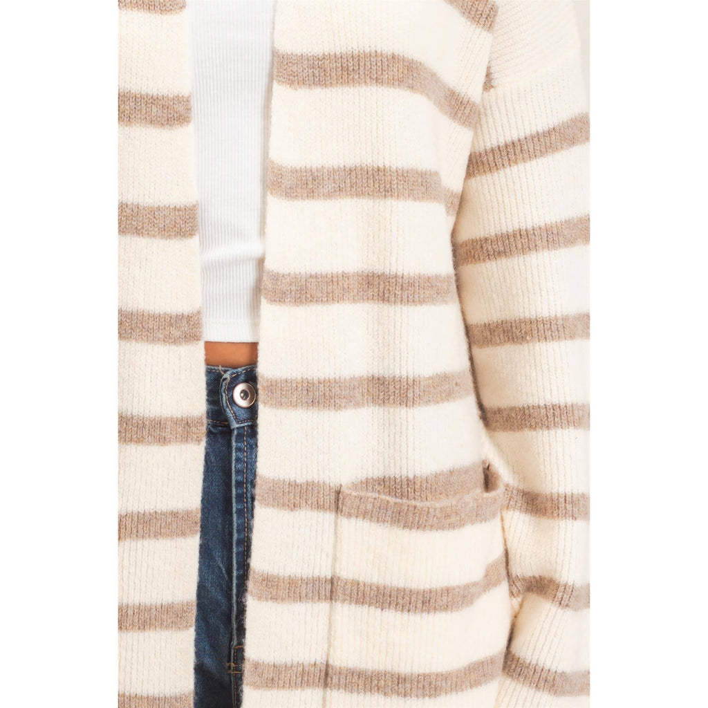 Open Front Stripe Cardigan