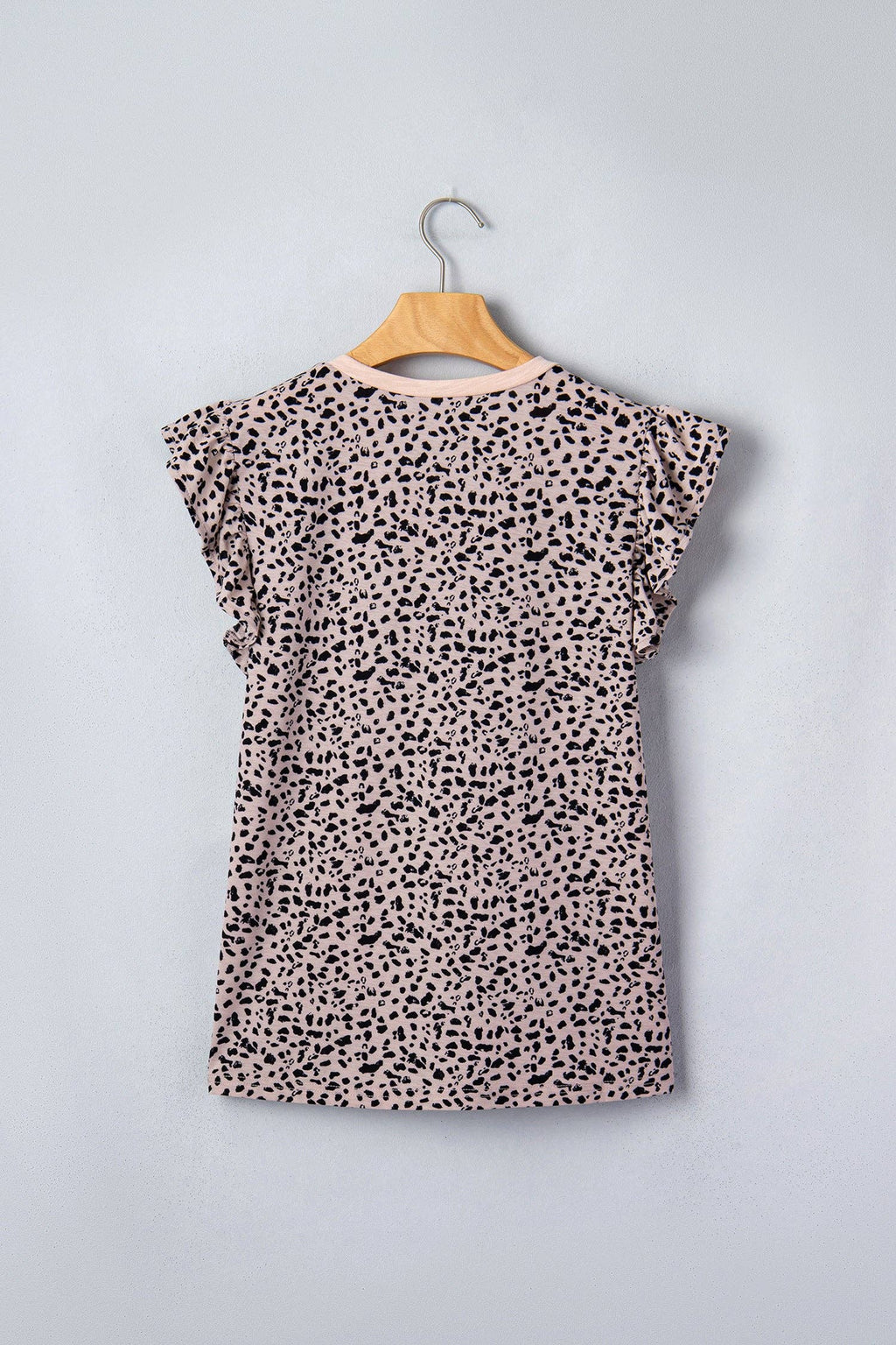 PRETTY BASH  Cheetah V-Neck Ruffle Trim Tank Top