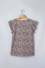 PRETTY BASH  Cheetah V-Neck Ruffle Trim Tank Top