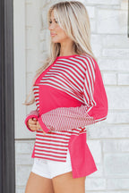 Stripe Patchwork Long Sleeve Tunic Top