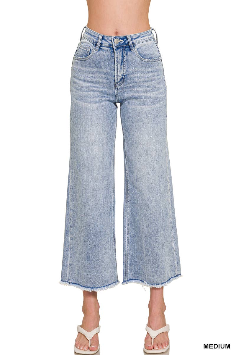 High Waist Wide Leg Straight Denim Pants - Zenana