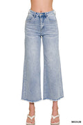 High Waist Wide Leg Straight Denim Pants - Zenana
