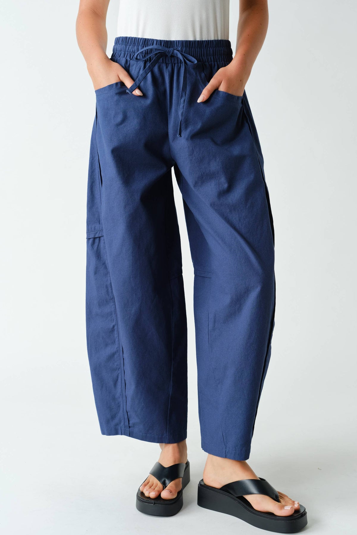 Ember Cotton Barrel-Leg Utility Pants