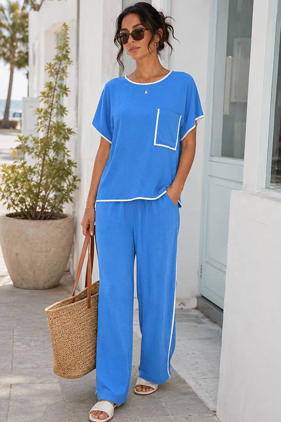 Contrast Trim Two-Piece Lounge Set