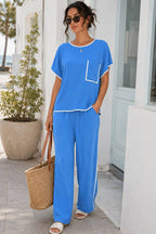 Contrast Trim Two-Piece Lounge Set