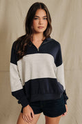 Colorblock Scuba Funnel Neck Quarter Zip Pullover