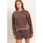 Contrast Sweatshirt & Shorts Set