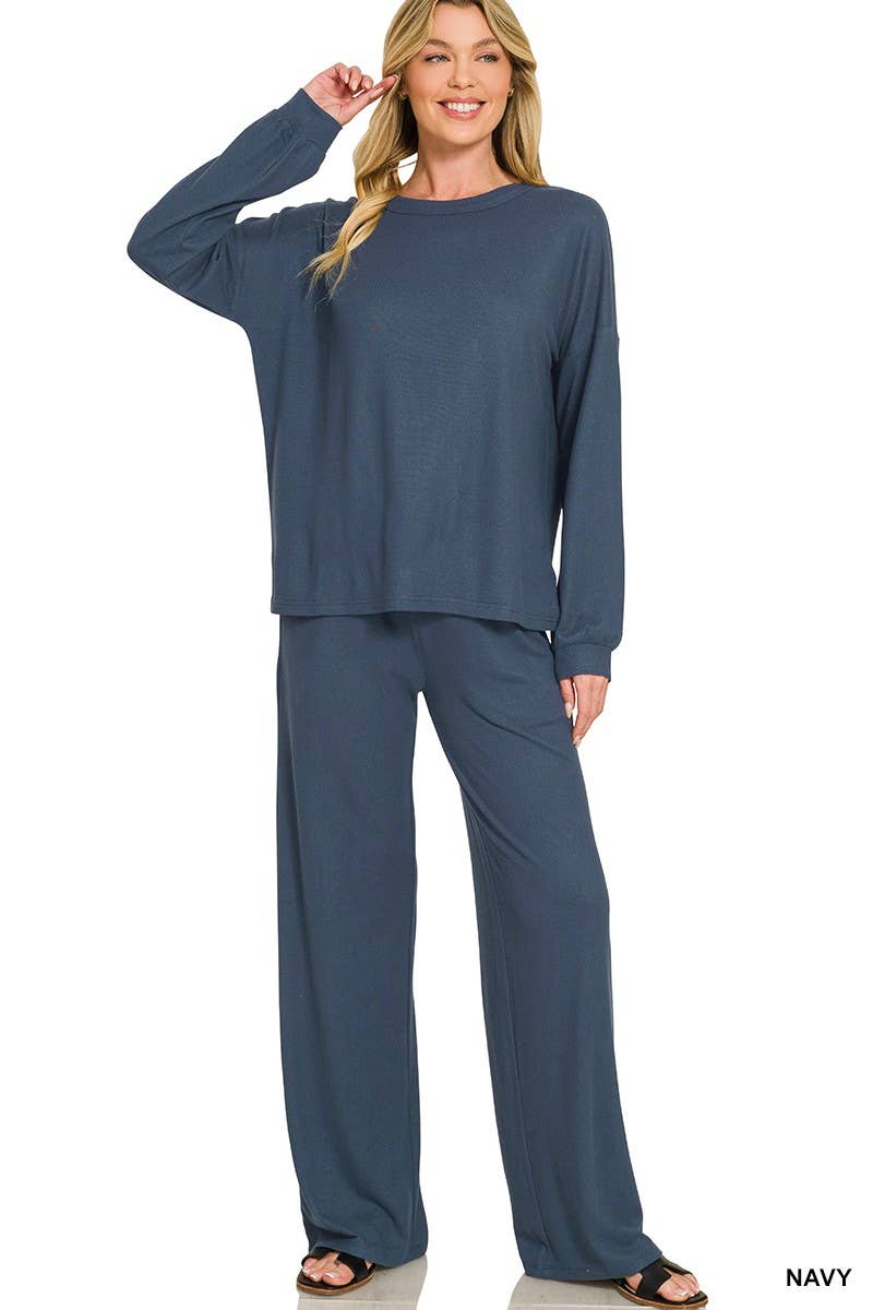 Soft Hacci Pullover And Pants Set