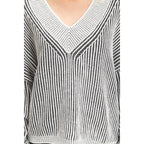 Striped V-Neck Ribbed Sweater