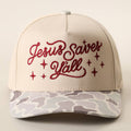 Jesus Saves Y'all Embroidered Camo Brim Trucker Hat