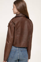 Vintage Wash Faux Leather Motor Jacket