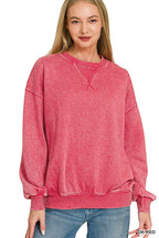 Acid Washed Fleece Oversized Pullover