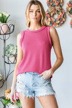 ET7276-11 SLEEVELESS SOLID URBAN RIBBED TOP