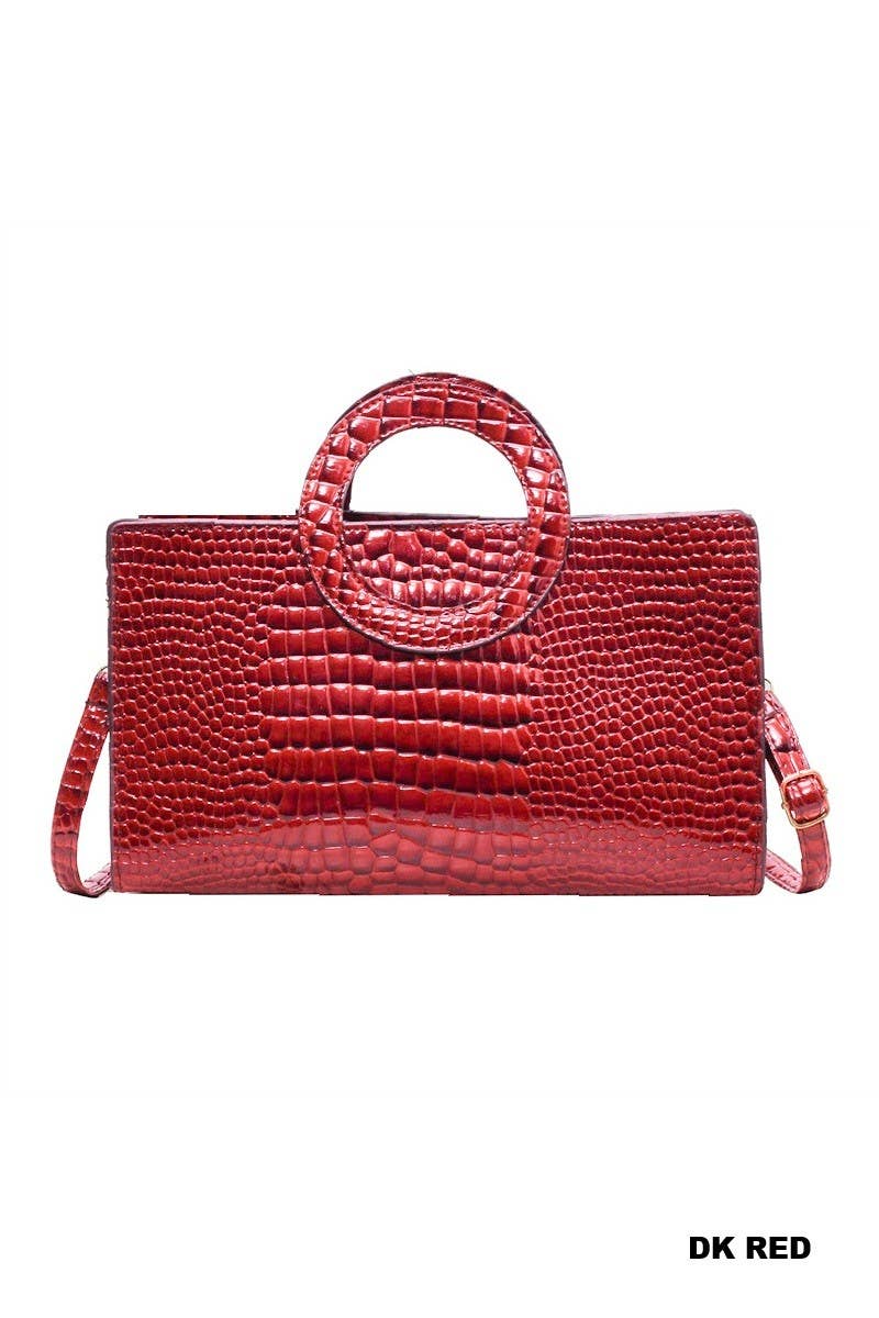 Crocodile Pattern Circular Handle Tote Bag