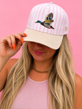 Pink Striped Flying Duck Cap ( ship date 7/13)