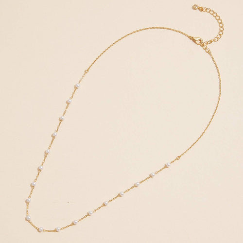18K Gold Dipped Small Pearl Link Necklace | Timeless 2mm Pearl Link Necklace