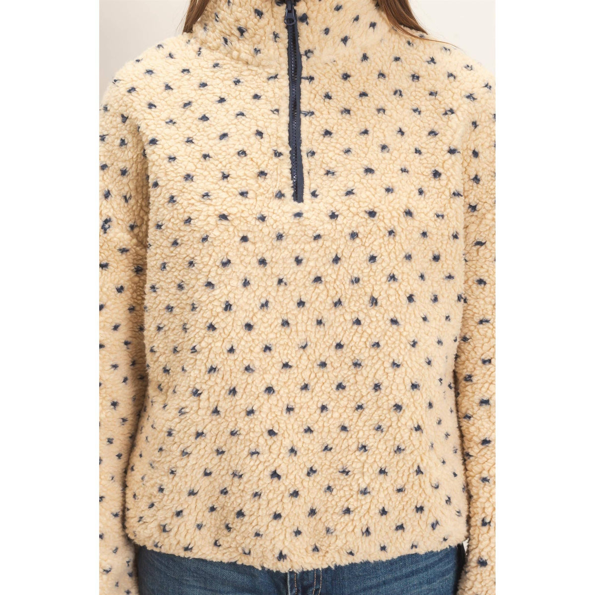 Polka Dot Sherpa Half-Zip Pullover