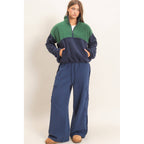 Fleece Color Contrast Half Zip Pullover