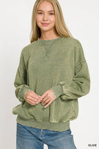 Acid Washed Fleece Oversized Pullover