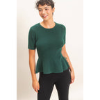 Ribbed Peplum Knit Top