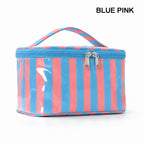 Striped Vinyl Cosmetic Makeup Travel Pouch Bags | 40P637