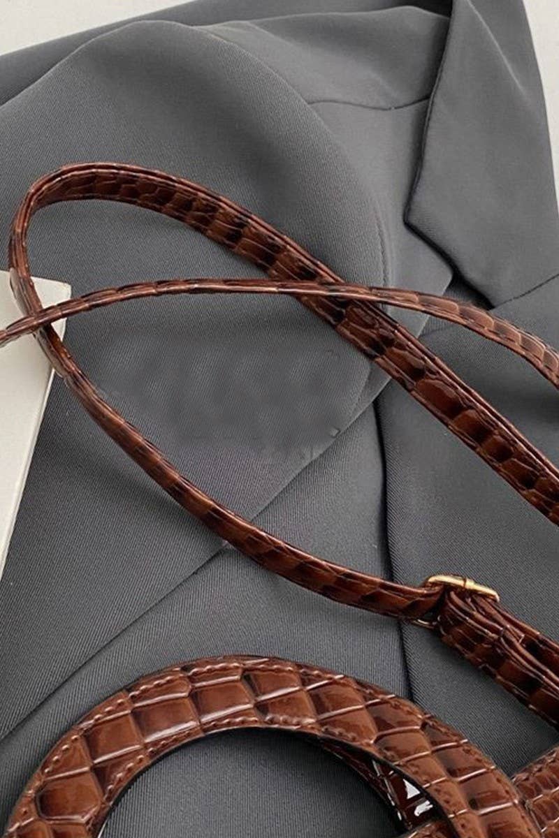 Crocodile Pattern Circular Handle Tote Bag
