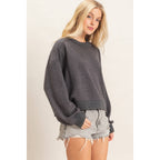 Ribbed Crew Neck Sweatshirt