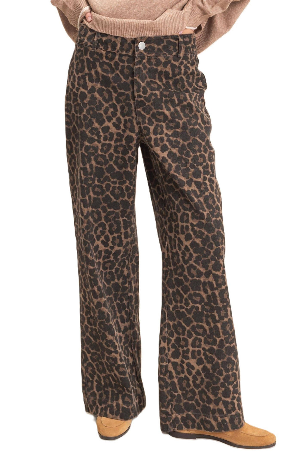 Leopard Print Wide-leg Pants