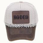 RODEO Two-Toned Dad Cap with Vegan Leather Bill +Leatherette
