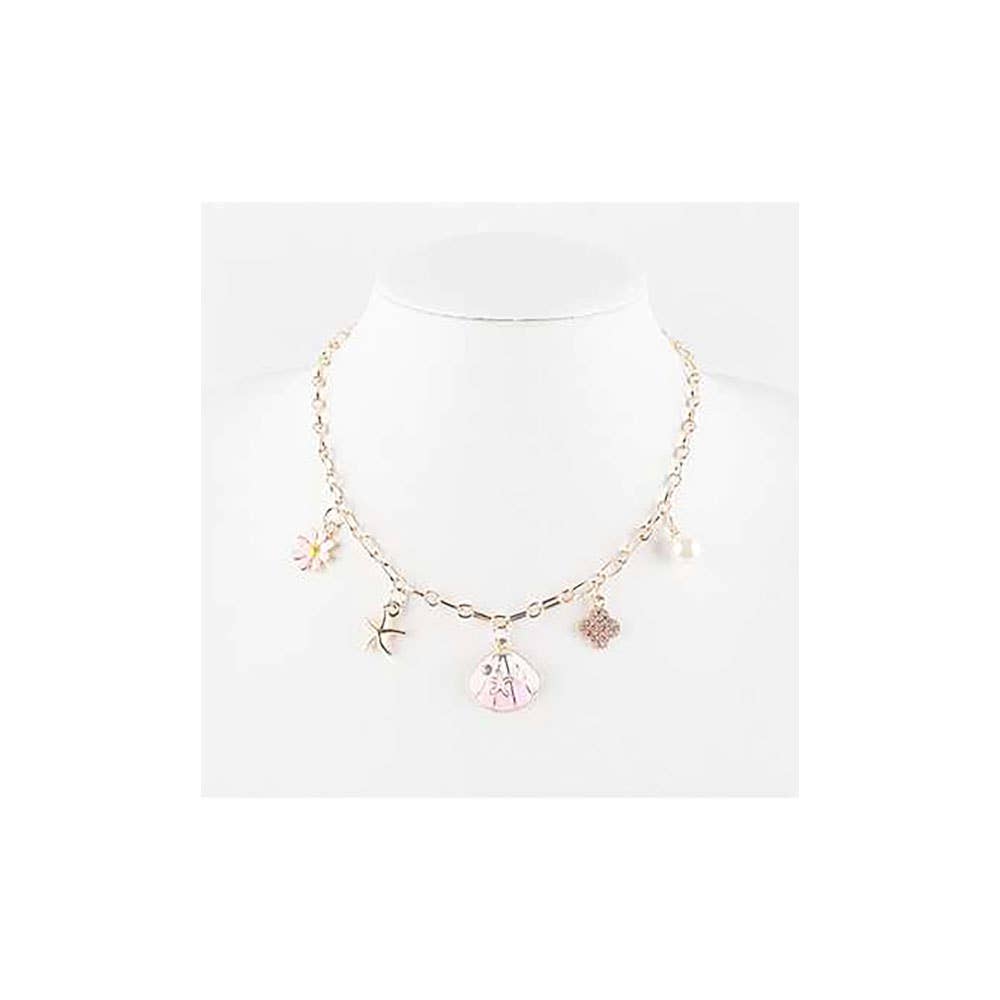 12PCS - Seashell Starfish Charm Station Necklace