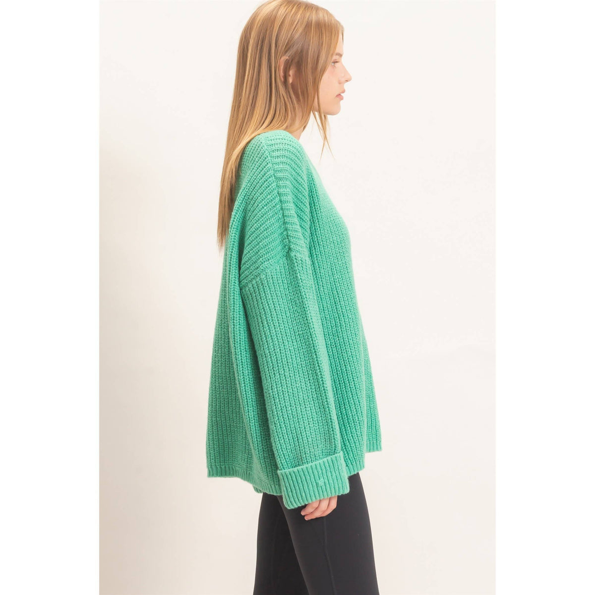 Ribbed Knit Patch Pocket Sweater