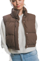 High Neck Cropped Puffer Vest