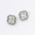 14K Gold Plated Quatrefoil CZ Stud Earrings