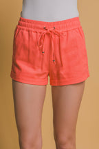 ....Mid Rise Linen Shorts w/ Pockets