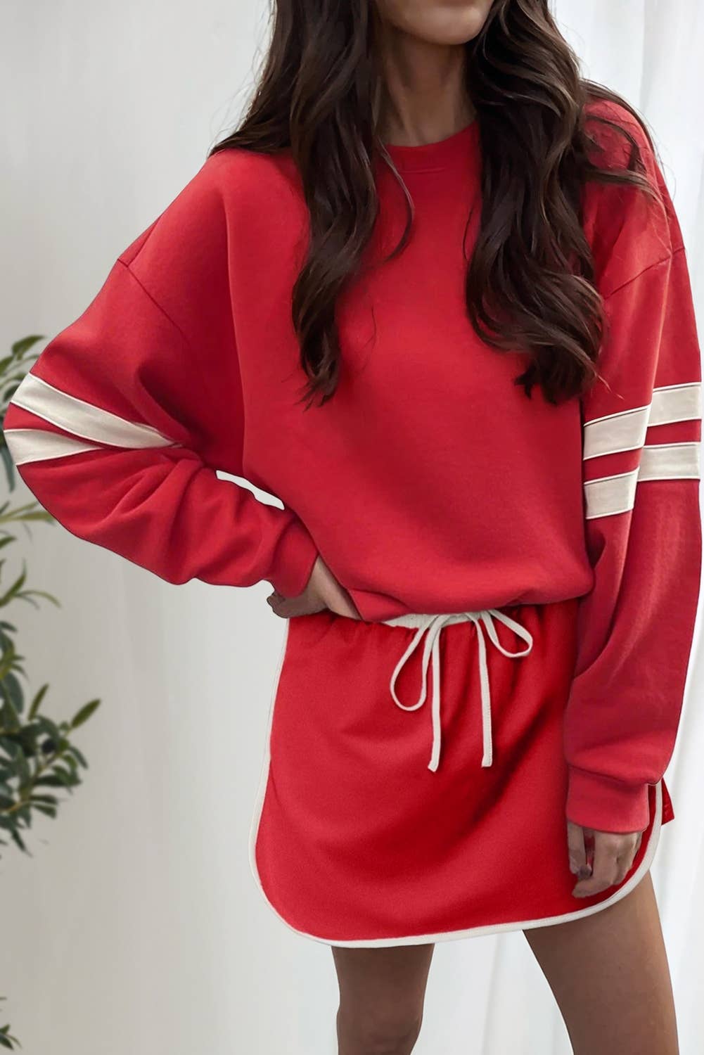 Ruby Red Stripe Skort Set