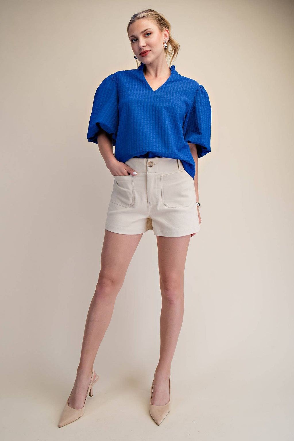 Stretch Shorts High Waist Front Pocket