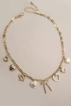 CHARM NECKLACE-BOW MULTI HEARTS PEARL CHARMS | 80N91426