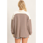 Striped Henley Sweatshirt