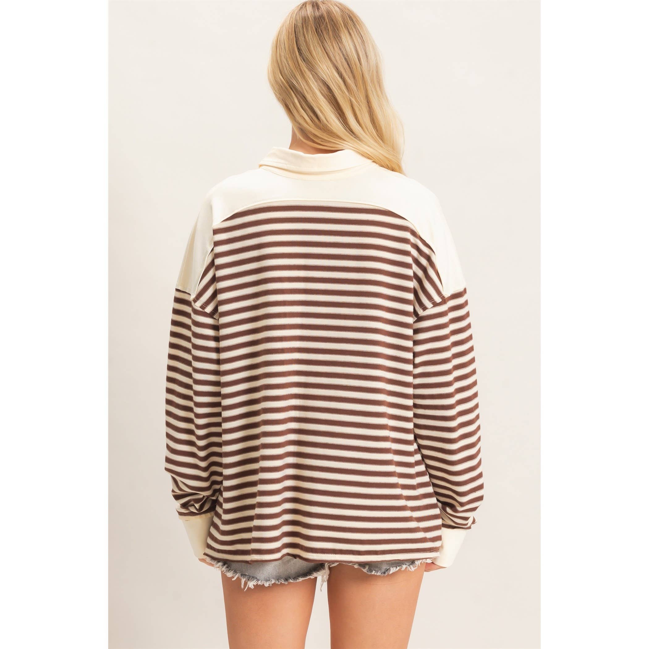 Striped Henley Sweatshirt