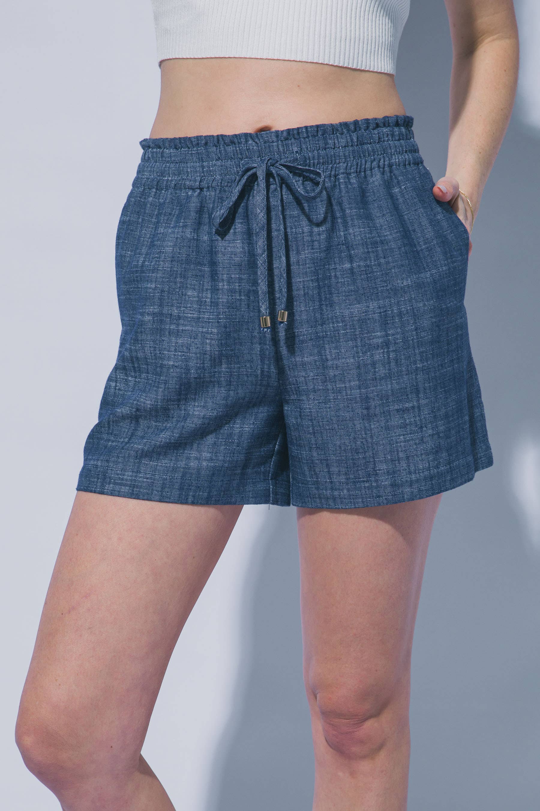 Striped Linen Blend Shorts