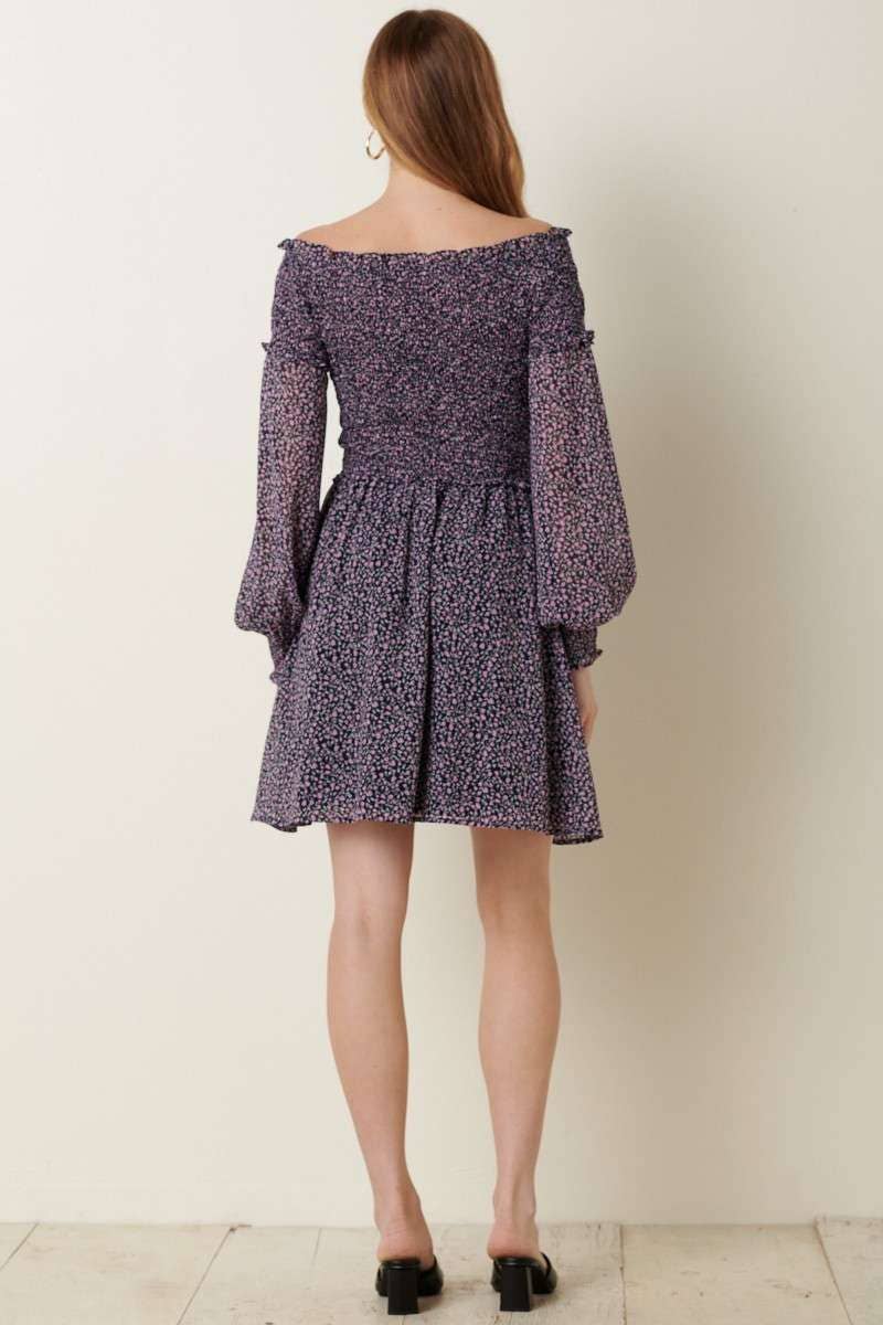 DITSY FLOWER SMOCKING DETAIL MINI DRESS