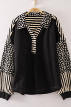 NT12889-Daisy Stripe Contrast Top