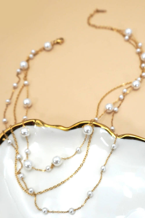 18K STAINLESS STEEL TARNISH FREE LAYERED NECKLACE | 40NK9551
