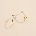 Gold Dipped CZ Cross Open Hoop Earrings