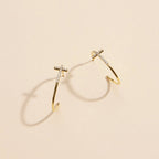 Gold Dipped CZ Cross Open Hoop Earrings