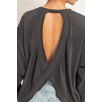 Oversized Cross Detail Open Back Sweatshirt
