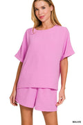 Woven Airflow Top And Shorts Set