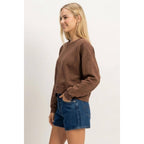 Acid Wash Seam Detail Crew Neck Sweatshirt