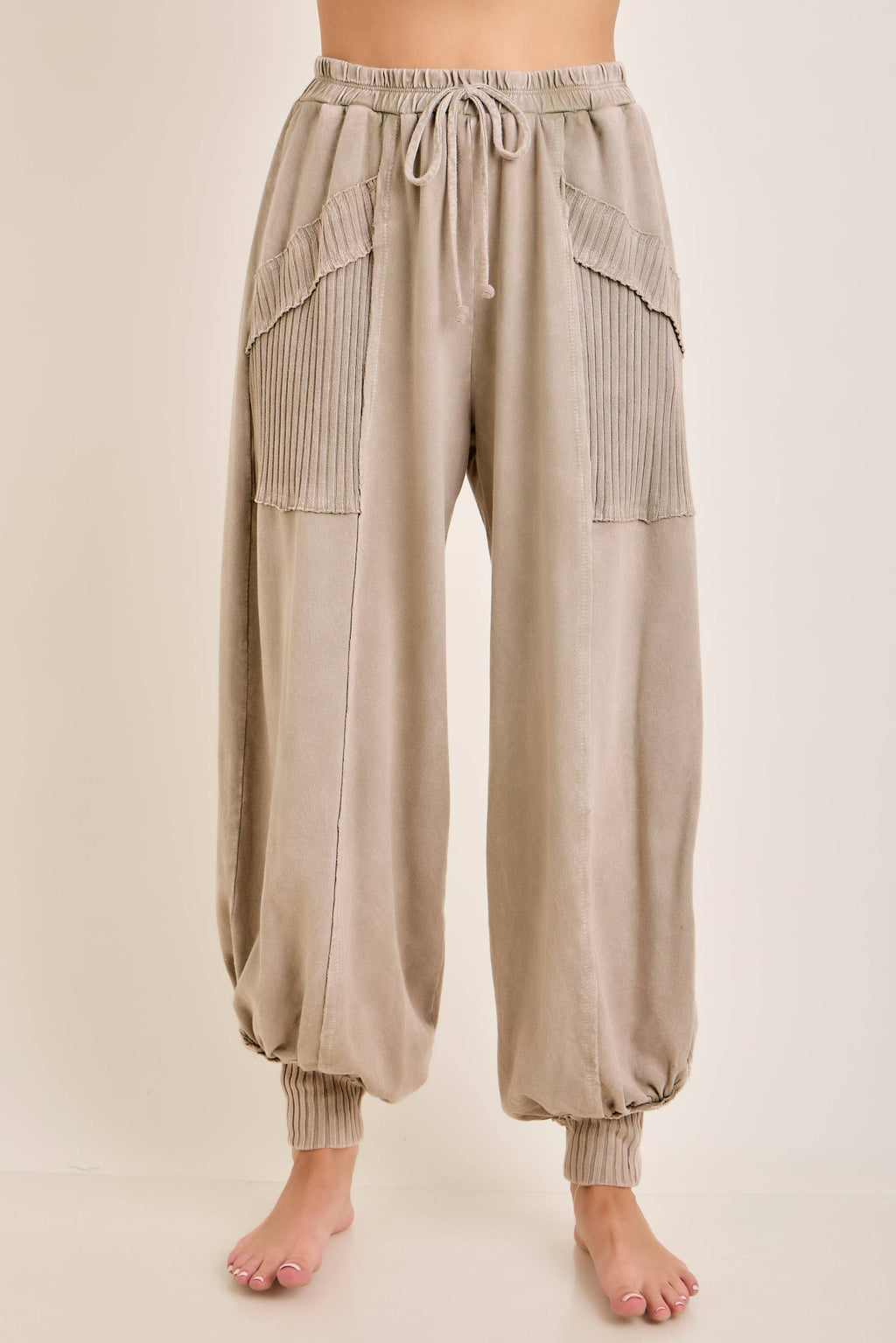Zen Mineral Washed Ribbed  Baggy Lounge Balloon Pants HP7610