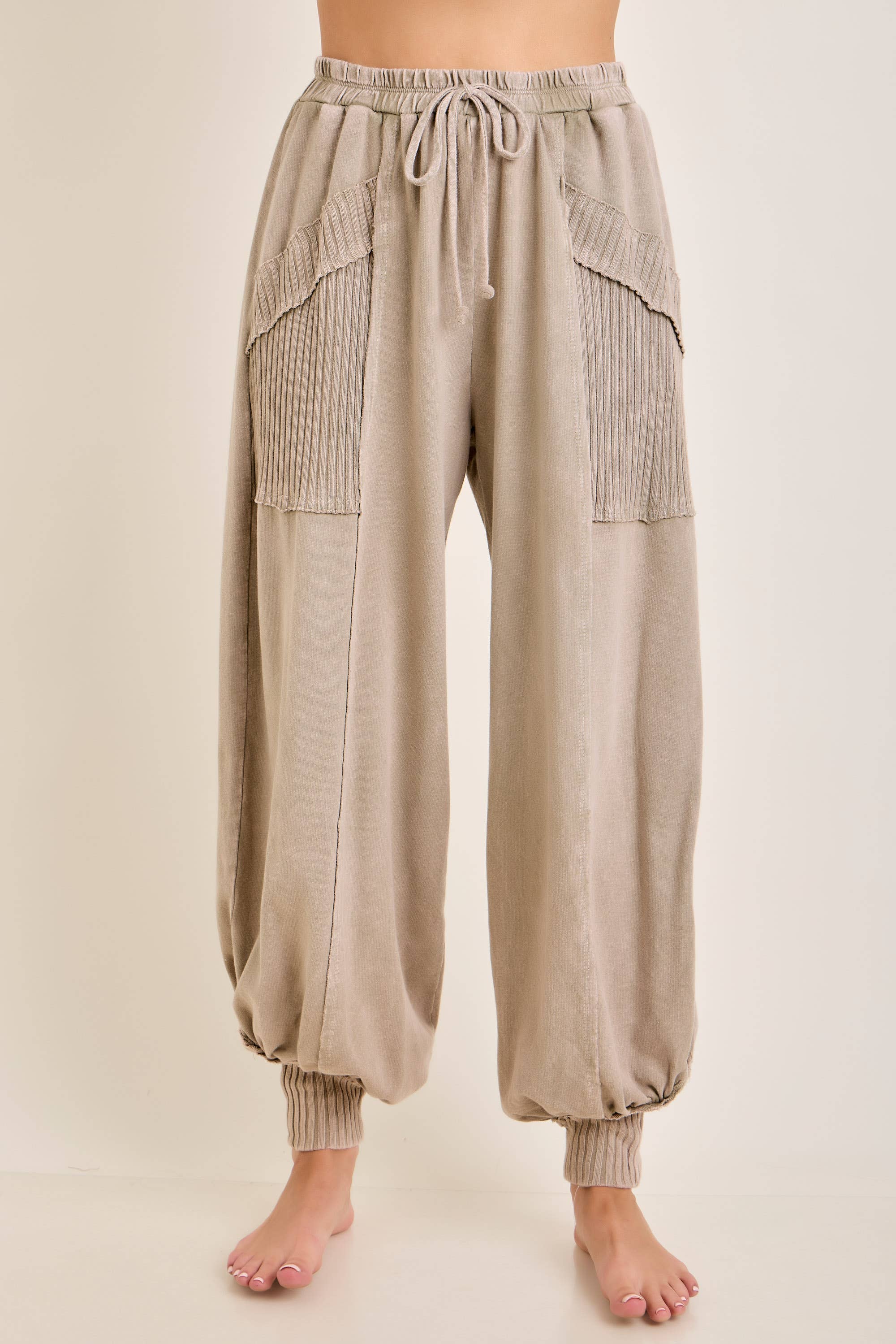 Zen Mineral Washed Ribbed  Baggy Lounge Balloon Pants HP7610